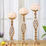 CS001 Dining table candlestick ornaments gold iron vase twisted candle holder wedding flower vase