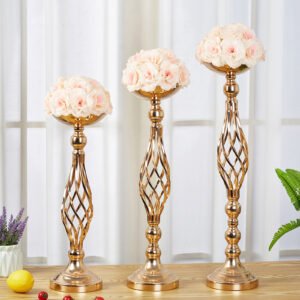 CS001 Dining table candlestick ornaments gold iron vase twisted candle holder wedding flower vase