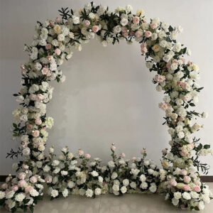 FA002 White roses with leaves flower arch 6ft 7ft 8ft