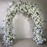 FA008 White roses flower arch 6ft 7ft 8ft