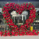FA009 Red roses with leaves flower arch 6ft 7ft 8ft