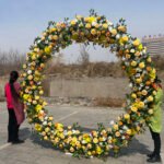 FA015 Yellow roses with leaves flower arch 6ft 7ft 8ft