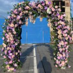 FA021 Purple roses with leaves flower arch 6ft 7ft 8ft