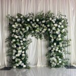 FA024 White roses with leaves flower arch 6ft 7ft 8ft