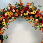 FA027 Yellow orange roses with leaves flower arch 6ft 7ft 8ft - Image 4