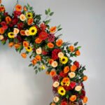 FA027 Yellow orange roses with leaves flower arch 6ft 7ft 8ft - Image 2
