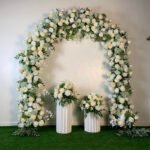 FA029 Ivory roses with leaves flower arch 6ft 7ft 8ft