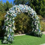 FA037 Blue roses with leaves flower arch 6ft 7ft 8ft
