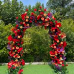 FA040 Colorful roses with leaves flower arch 6ft 7ft 8ft