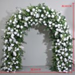 FA1004 White roses with leaves flower arch 6ft 7ft 8ft - Image 4