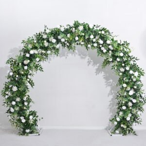 FA1005 White roses with leaves flower arch 6ft 7ft 8ft