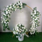 FB1006 White roses with leaves flower backdrops set for wedding decoration