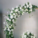 FB1006 White roses with leaves flower backdrops set for wedding decoration - Image 6
