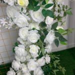 FB1006 White roses with leaves flower backdrops set for wedding decoration - Image 2