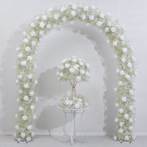FA1007 White roses gyp flower arch 6ft 7ft 8ft