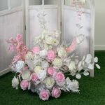 FB1011 White and pink roses hydrangeas flower backdrops set for wedding decoration - Image 3
