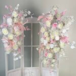 FB1011 White and pink roses hydrangeas flower backdrops set for wedding decoration - Image 6