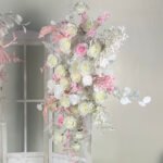 FB1011 White and pink roses hydrangeas flower backdrops set for wedding decoration - Image 7