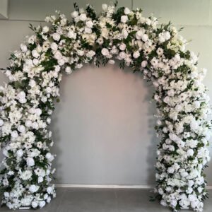 FA1013 White roses with leaves flower arch 6ft 7ft 8ft