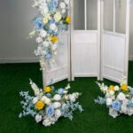 FB1035 White blue roses flower backdrops set for wedding decoration - Image 7