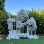 FB1040 White roses flower backdrops set for wedding decoration