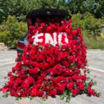 FB1009 Red roses flower backdrops set for car decoration