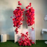 FB1012 Hot pink roses flower backdrops set for wedding decoration