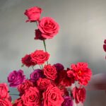 FB1012 Hot pink roses flower backdrops set for wedding decoration - Image 3