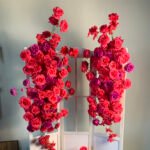 FB1012 Hot pink roses flower backdrops set for wedding decoration - Image 4