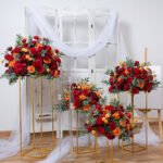 FC0002 Colorful roses with leaves flower centerpieces for wedding decoration - Image 12
