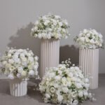 FC0007 White roses flower centerpieces for wedding decoration