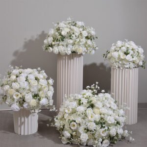 FC0007 White roses flower centerpieces for wedding decoration