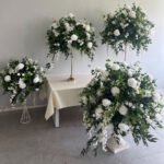 FC0013 White roses with leaves flower centerpieces for wedding decoration - Image 2