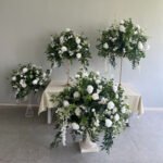 FC0013 White roses with leaves flower centerpieces for wedding decoration - Image 3