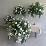 FC0013 White roses with leaves flower centerpieces for wedding decoration - Image 4
