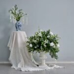 FC0013 White roses with leaves flower centerpieces for wedding decoration - Image 7