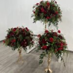 FC0018 Red Roses with leaves flower centerpieces for wedding decoration - Image 8