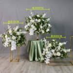 FC0030 White Roses with leaves flower centerpieces for wedding decoration - Image 9