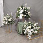 FC0030 White Roses with leaves flower centerpieces for wedding decoration - Image 5
