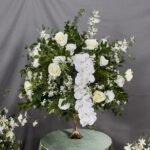 FC0030 White Roses with leaves flower centerpieces for wedding decoration - Image 2