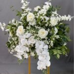 FC0030 White Roses with leaves flower centerpieces for wedding decoration - Image 3