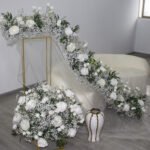 FC0034 White roses with leaves flower centerpieces for wedding decoration - Image 4