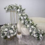FC0034 White roses with leaves flower centerpieces for wedding decoration - Image 5