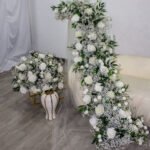FC0034 White roses with leaves flower centerpieces for wedding decoration - Image 6