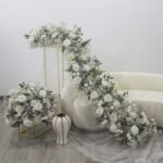 FC0034 White roses with leaves flower centerpieces for wedding decoration