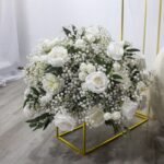 FC0034 White roses with leaves flower centerpieces for wedding decoration - Image 2