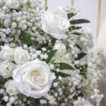 FC0034 White roses with leaves flower centerpieces for wedding decoration - Image 3