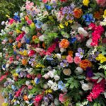 FW003 colorful flowers with leaves flower wall backdrop 8x8ft cloth fabric backup - Image 2