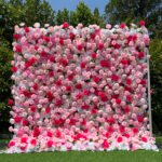 FW004 pink roses flower wall backdrop 8x8ft cloth fabric backup