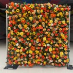 FW008 Yellow roses flower wall backdrop 8x8ft cloth fabric backup